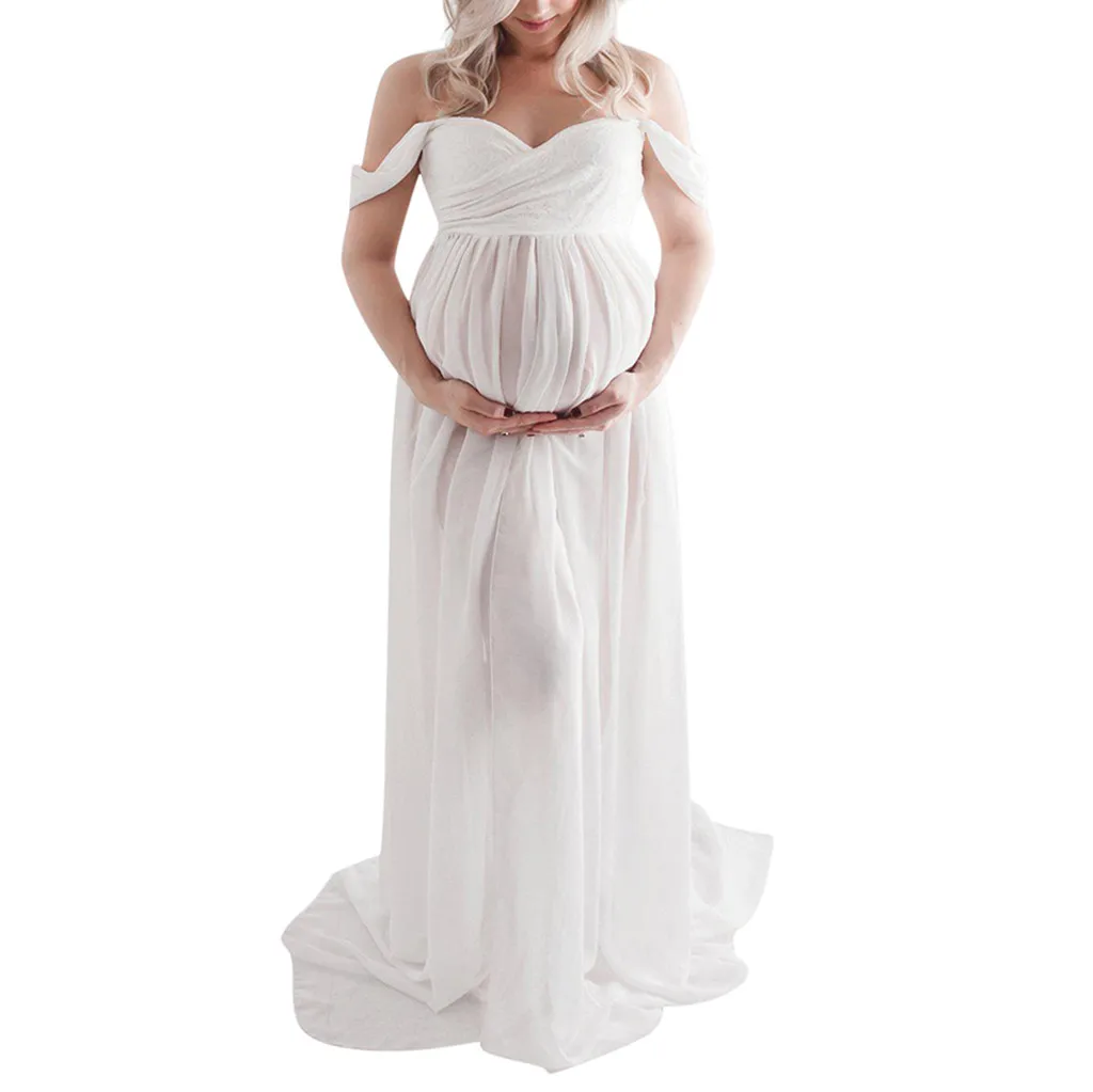

Dresses Maternity Dress Women Off Shoulder Pregnants Sexy Ruffled Nursing Long Maxi Dress Pregnancy Dresss