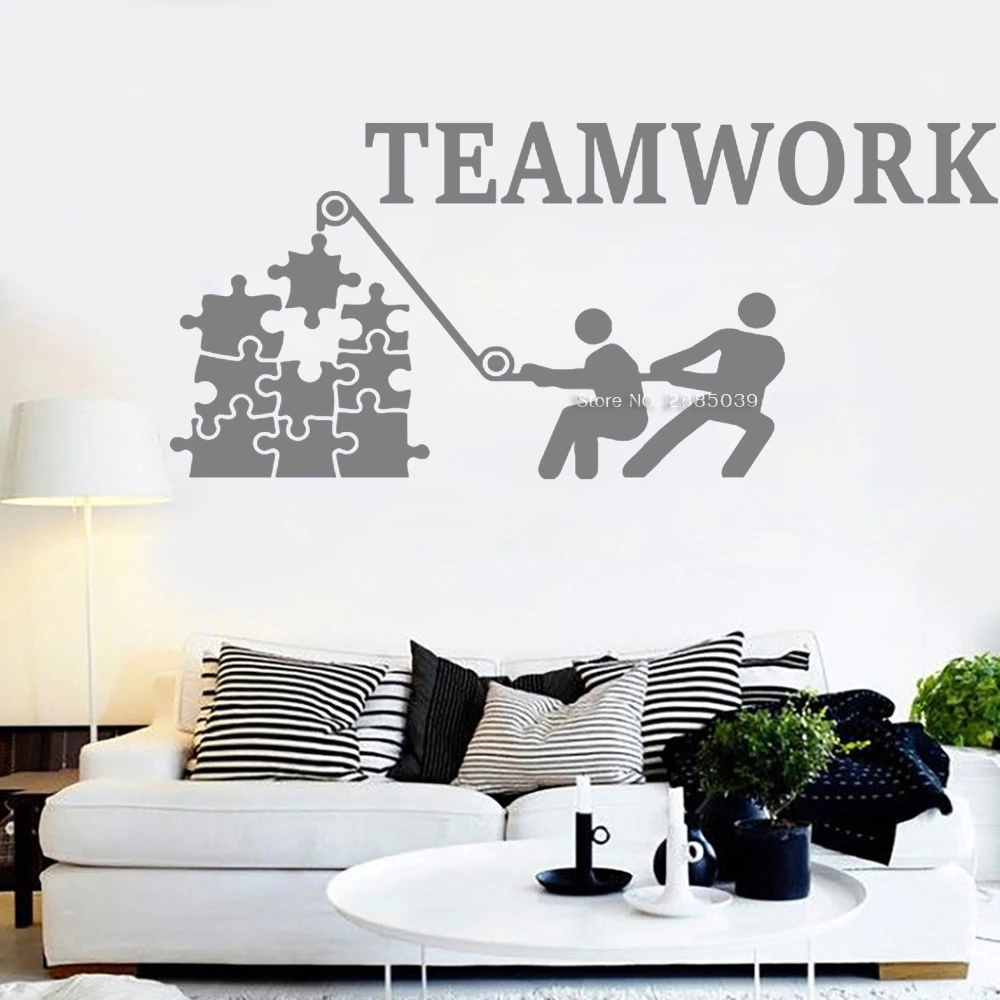 Teamwork Murals Wall Decal For Office Decor Team Work Idea Inspiration Vinyl Poster Sticker Removable Wandaufkleber LC1161 | Дом и сад
