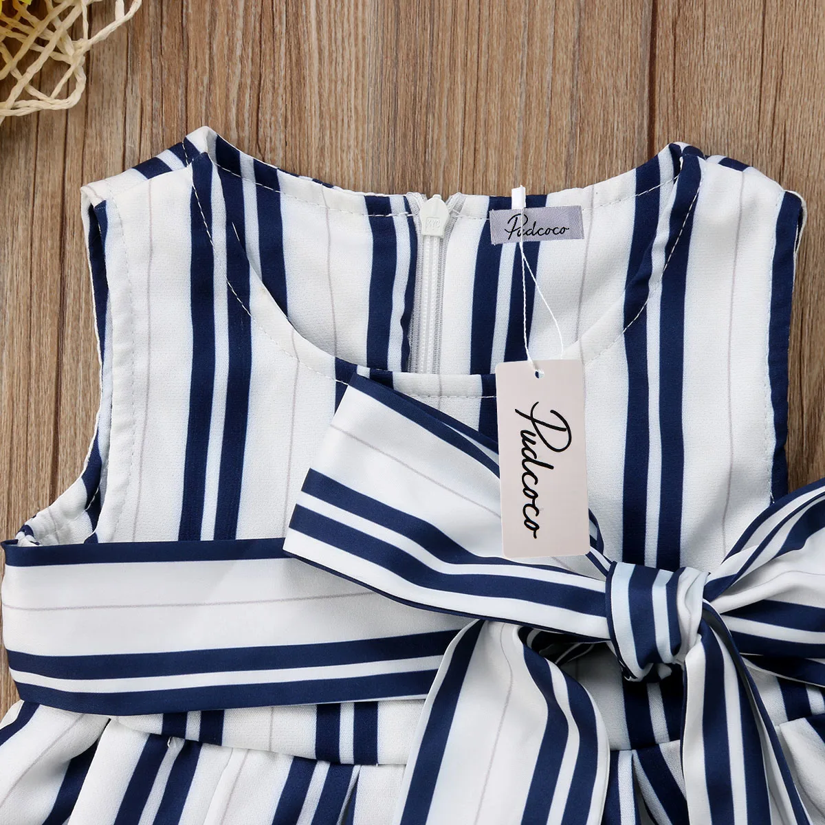 Pudcoco Summer Striped Baby Girl Dress Kids Party Pageant Prom Robe Sleeveless Bowknot Sundress Clothes Outfits | Детская одежда и