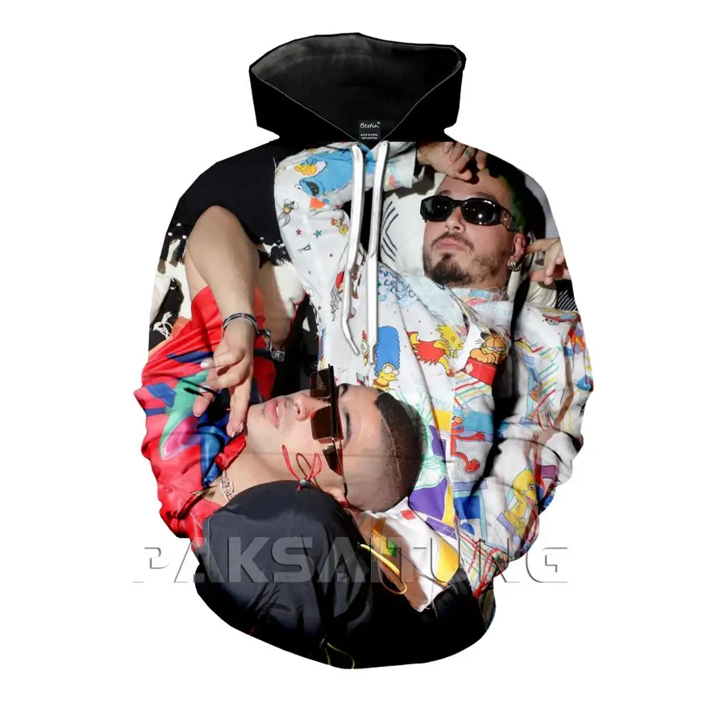 PAKSAITUNG/новая футболка с 3D принтом J balwin Bad Bunny LA CANCION/толстовка/толстовки на молнии