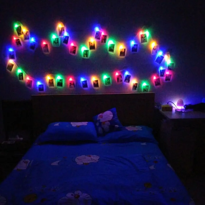 

2 Yard 20 LED Photo Clips String Lights Lamp Battery Powered for Wedding Party Birthday Christmas Hanging Decals SDF-SHIP