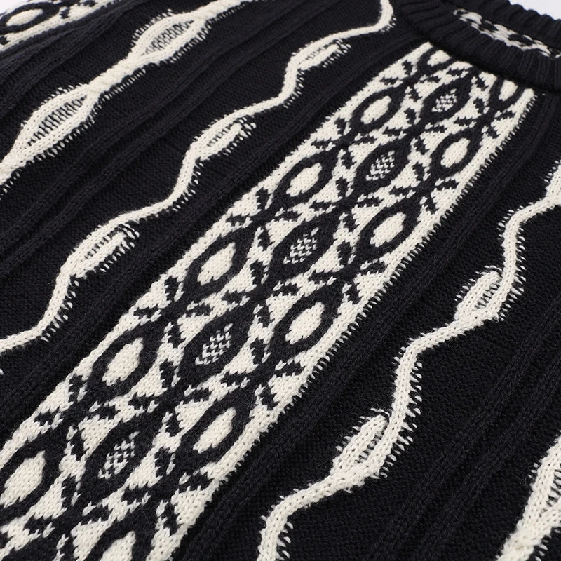 JOYDU Vintage Wool Pullover 2018 Designer Winter Sweater Women Jersey Knit Sweaters Black White Crochet Block Jumper casaco | Женская