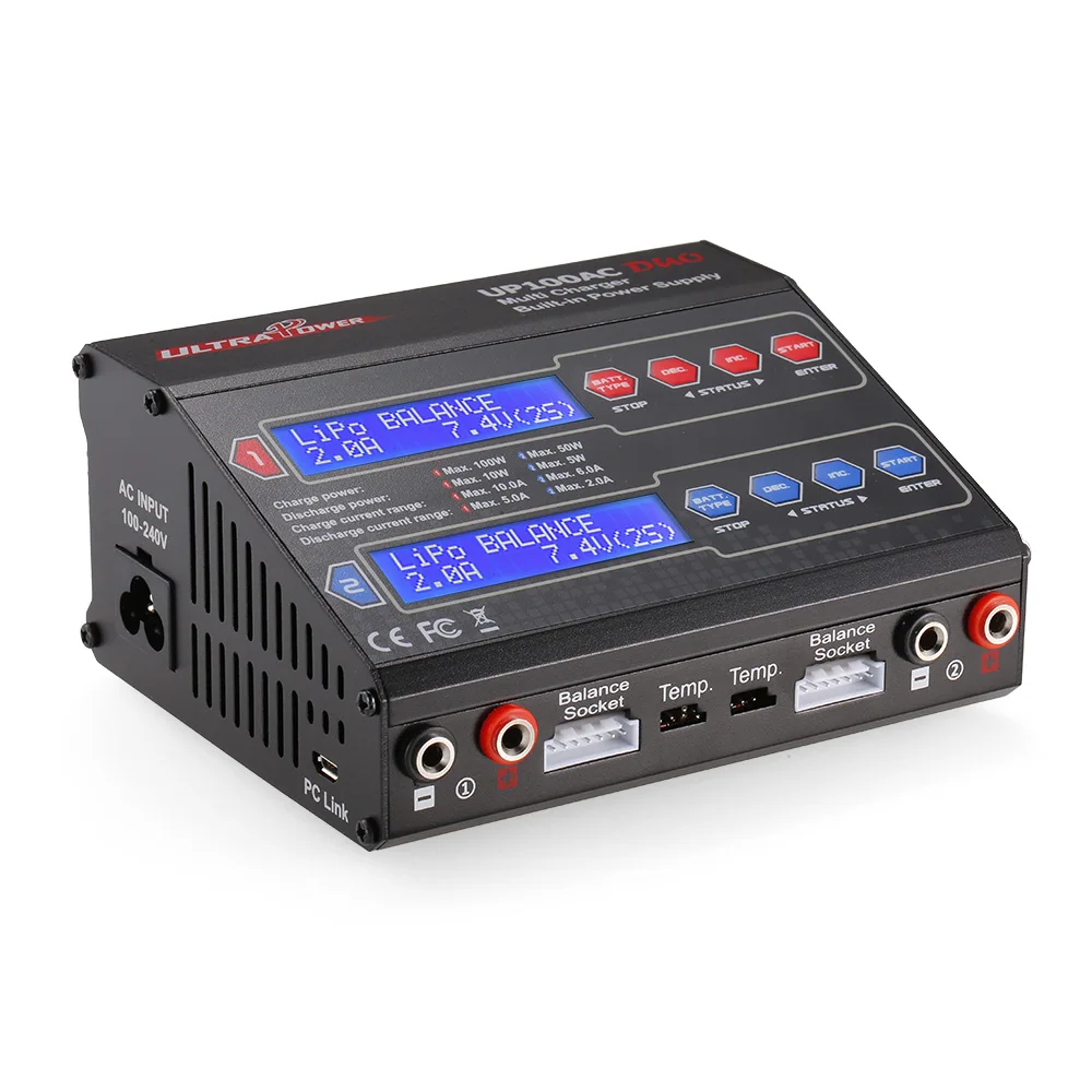 Сверхмощный аккумулятор UP100AC DUO 100 Вт LiIo/LiPo/LiFe/NiMH/NiCD универсальное зарядное устройство/зарядное устройство Dis