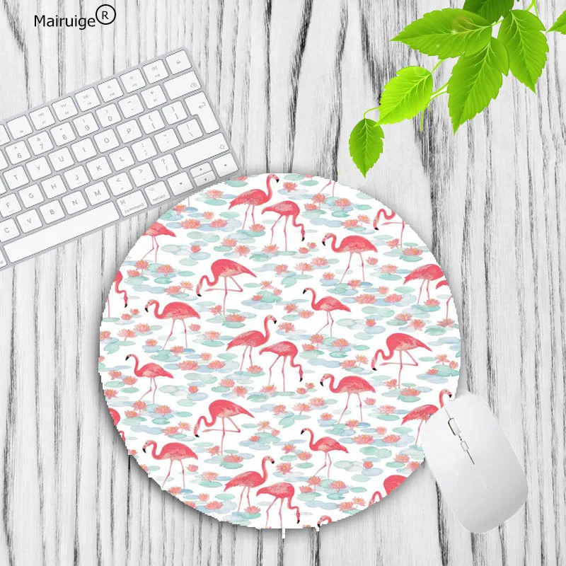 Mairuige Red Flamingo Silicone Pad to Mouse Game Hot Selling Fashion Design mouse mat 20x20cm Professional Round  Mouse Mat images - 6