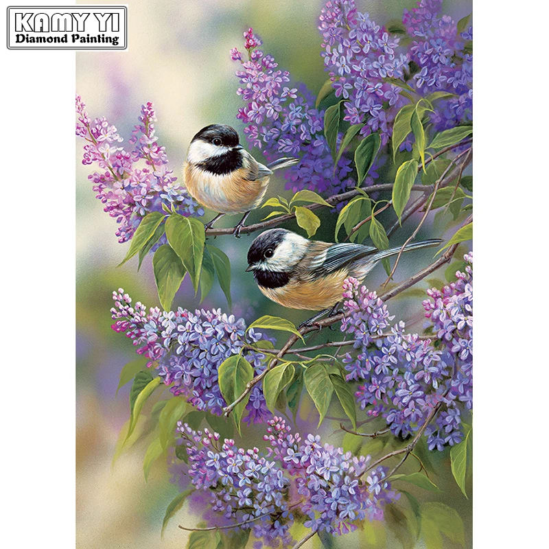 

DIY Diamond Painting Cross Stitch Flowers 5D Needlework Mosaic Full Square Diamond Embroidery birld Decor Painting