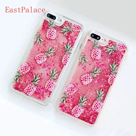 3D Dynamic Liquid Bling Star Quicksand Pineapple Case for IPhone 6 6S Plus 7 8 X XS Cute Phone Glitter Cases Pink Back Cover |