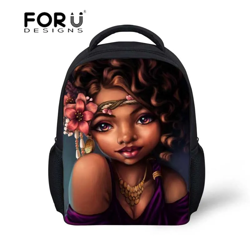 Черные художественные школьные ранцы FORUDESIGNS для девочек в Африканском и