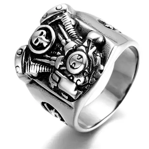 Нержавеющая сталь череп кольцо в тюрьме Титан панк готический палец черные кости
