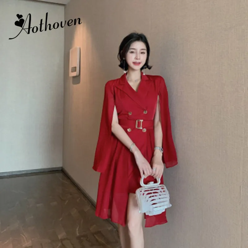 New Summer Notched Collar Elegant High Quality Women Dress Chiffon Patchwork Dresses Office Sexy Party Vintage Vestidos | Женская одежда