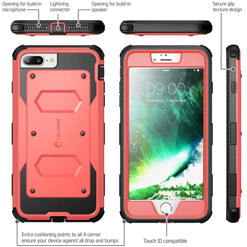 Для iphone 7 Plus/8 Plus, Чехол i-Blason Armorbox, полный корпус, сверхмощный ударопрочный бампер, чехол со встроенным протектором экрана