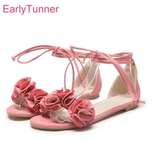 Hot Sales Brand New Fashion Orange Pink Women Casual Sandals Lady Floral Beach Shoes EH822 Plus Big Small Size 10 31 45 49 52