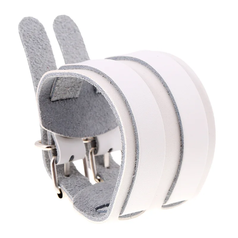 2017 Запад широкий кожаный двойной пряжкой браслет панк металл Кожаные Браслеты Этнические украшения Для