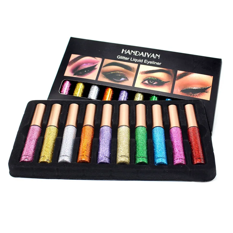 10Pcs/Set Glitter Makeup Eyeliners Easy to Wear Waterproof Pigmented Liquid Eyeliner Cosmetic Tools For Lady FM88 |