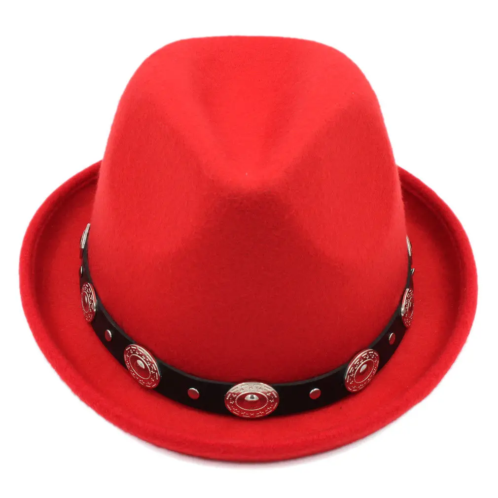 

Mistdawn Fashion Unisex Felt Fedora Cap Trilby Hat Wool Blend Bowler Caps Charms Pendants Leather Band