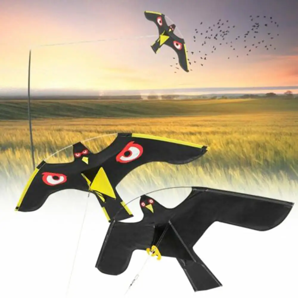 Black Flying Hawk Kite Bird Scarer For Garden Scarecrow Yard House Home Decor Singer | Repellents