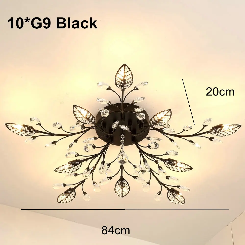10 light black Современный светодиодный потолочный светильник K9 с заподлицо для дома, золотой и черный цвета, люстра для гостиной, спальни, кухни - Цвет корпуса: 10 light black