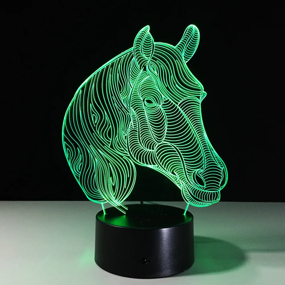 

Horse 3D Led Night Lights USB Novelty Gifts 7 Colors Changing Animal LED Desk Table Lamp as Home Decoration Cheap Wholesale