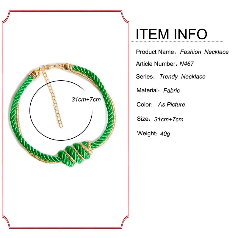 Multicolor Round Braided Rope Hemp Choker Necklace For Women Bohemia Hand knot Accessories Statement Jewelry | Украшения и