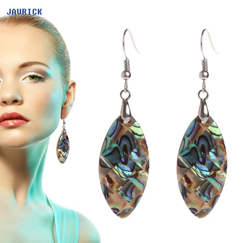 JAVRICK 1 Pair Exotic Retro Vintage Drop Shape Earrings Oval Mother-of-Pearl 34x18mm | Украшения и аксессуары