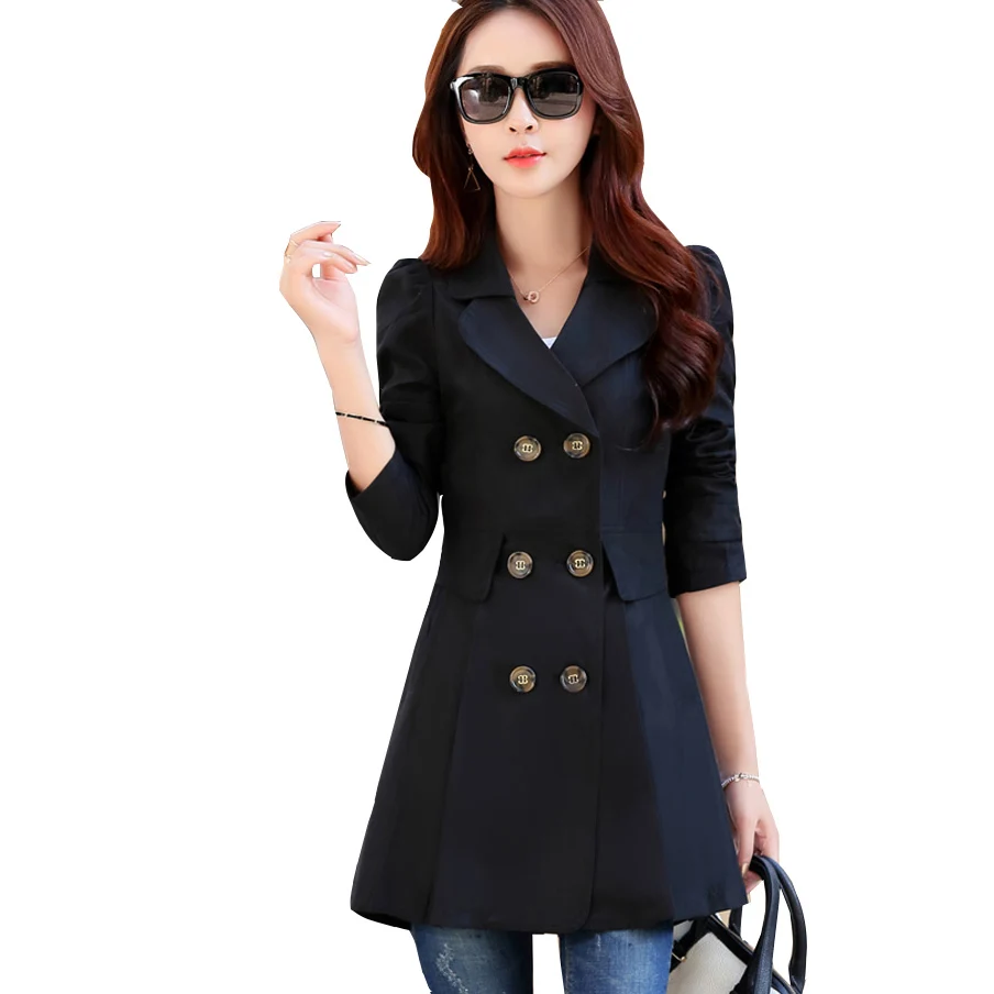 

Trench Coat Women 2019 Autumn Double-Breasted Turn Down Collar Ladies Coats Female Casual Windbreaker Outwear Casaco Feminino