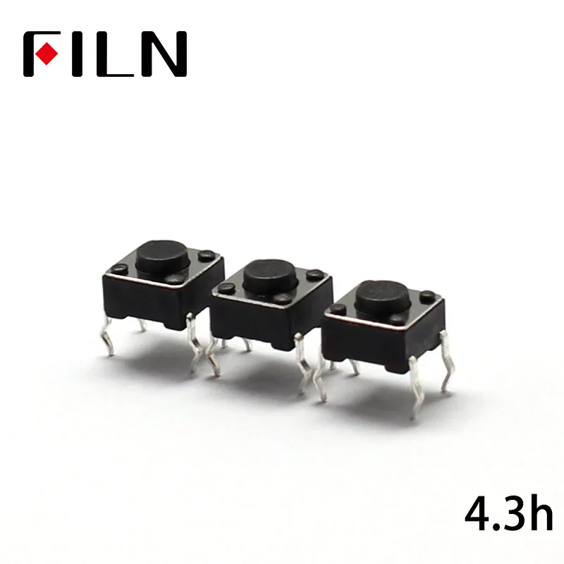 FL7 010 6 * 6J H4.3 50 шт. 6X6X4.3MM тактовый переключатель 12V медный 4PIN DIP микро для