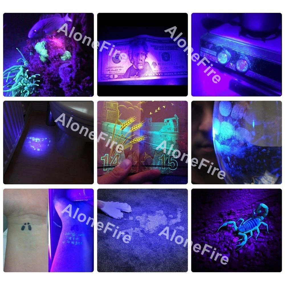 ALONEFIRE SV327 395nm УФ мини светодиодная нержавеющая сталь вспышка светильник