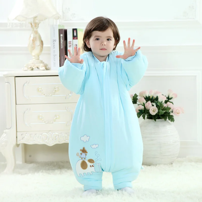 Blue (thicken) Детский спальный мешок, зимний конверт для новорожденных, теплый спальный мешок, хлопковый детский спальный мешок, От 0 до 4 лет - Цвет: Blue (thicken)