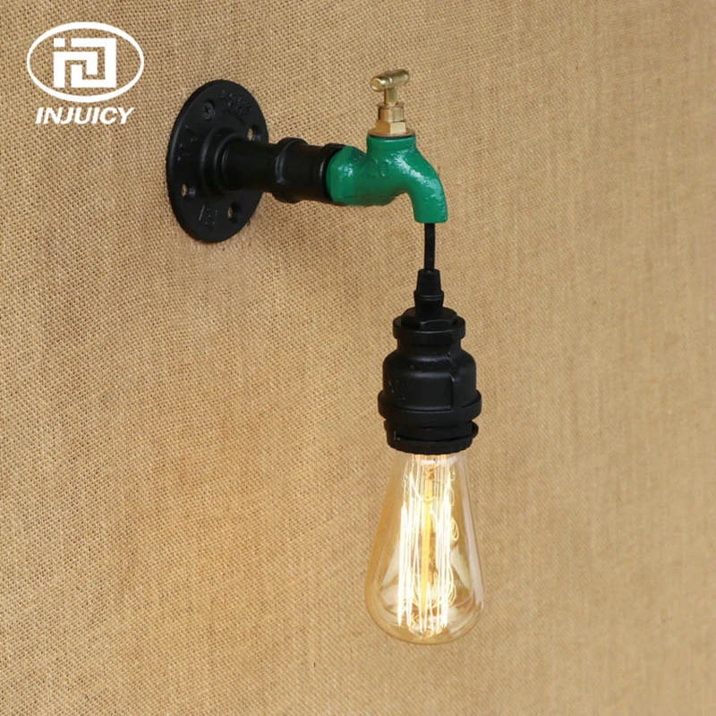 

Loft Vintage Industrial Wrought Iron E27 Edison Wall Lights Retro American Water Pipe Steampunk Metal Wall Lamp Bar Cafe