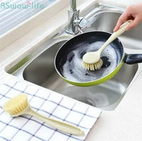 2pcs brush kitchen long handle wash dishes household cleaning brushes hanging multifunctional wash pot artifact kitchen tools