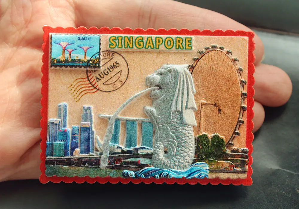 Сингапур Merlion Park туристический сувенир для путешествий 3D декоративный магнит