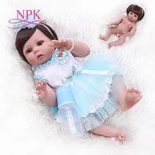 NPK 48 см новорожденная кукла bebe reborn baby girl полный корпус силиконовая Мягкая Реалистичная кукла игрушка для ванны Водонепроницаемая Анатомически правильная
