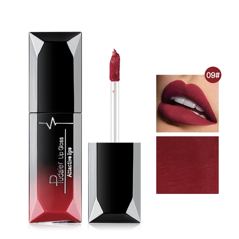 color 09 Pudaier, 1 шт., 21 цвет, красивый матовый блеск для губ, блеск для губ, стойкий увлажняющий Жидкий Макияж, румяна, коврик, косметика - Цвет: color 09