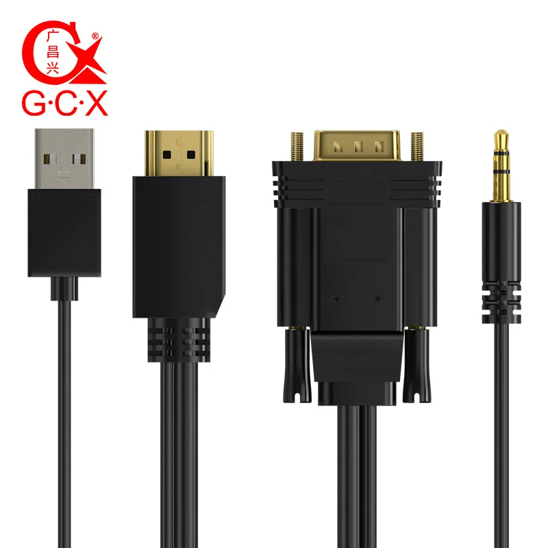 GCX HDMI-VGA кабель 1080P конвертер высокого разрешения адаптер папа-папа HDMI2VGA с аудио