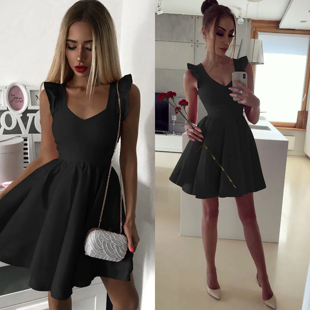 Летнее женское сексуальное платье без рукавов с v образным вырезом облегающее