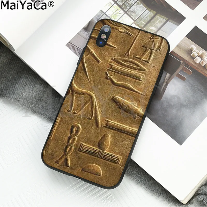 

MaiYaCa Ancient Hieroglyphs Egypt Smart Cover Black Soft Shell Phone Case for iPhone X XS MAX 6 6S 7 7plus 8 8Plus 5 5S XR