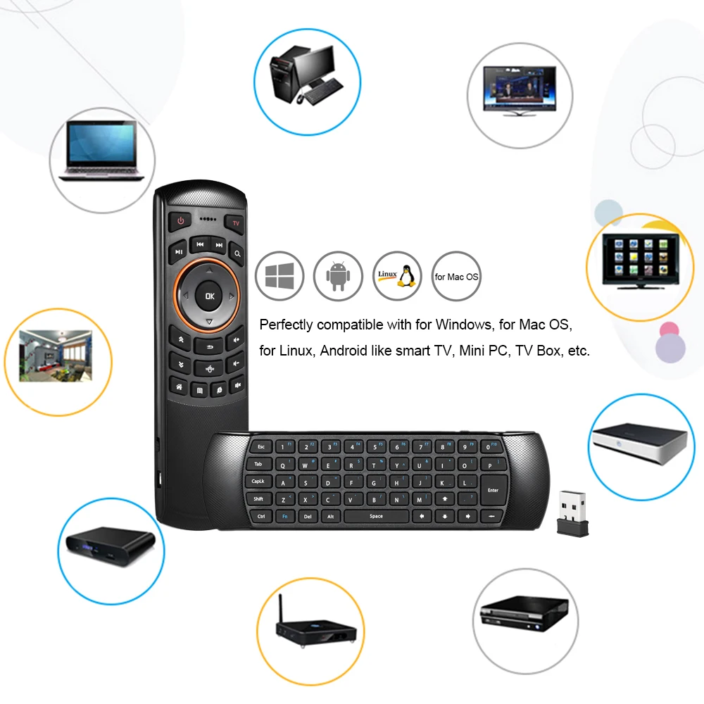 DtongDa Mini 2 4 ГГц Беспроводная QWERTY клавиатура воздушная мышь ручной пульт