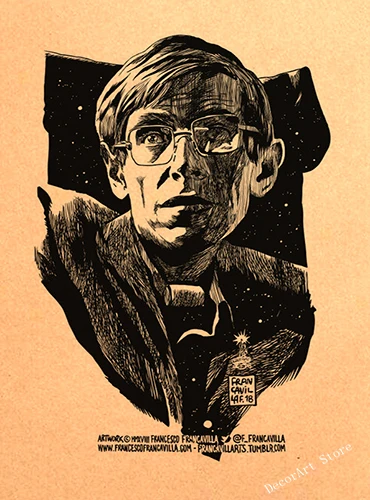 Картина на холсте с ученым Стефаном Вильямом Hawking винтажная Настенная картина
