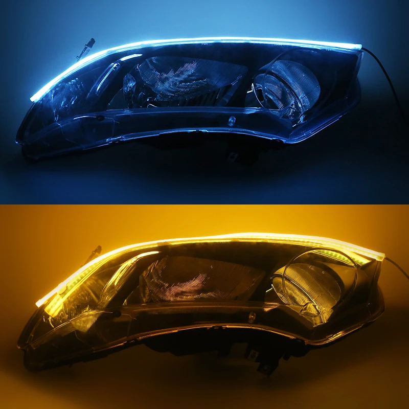 Ice Blue turn Yellow 2 шт./компл. 30 см x 45 см/60 см Гибкая дневные ходовые огни Led Габаритные огни указатель поворота газа фары в сборе лампы авто тюнинг - Цвет: Ice Blue turn Yellow
