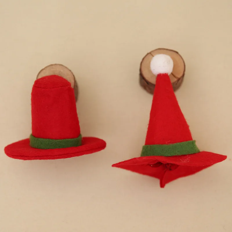 Рождественский бутылка украшения крышки Круглый острым Кепки Red Hat Семья ужин