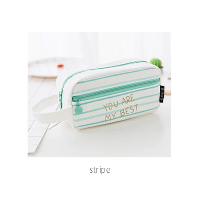 stripe Креативный мультяшный зеленый свежий пенал для карандашей милые канцелярские пеналы для девочек пенал для карандашей школьные и офисные принадлежности канцелярские принадлежности - Цвет: stripe