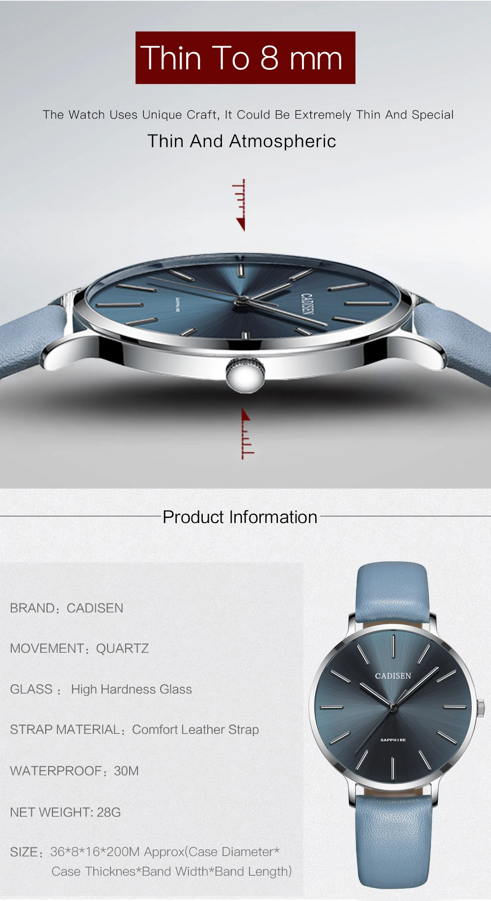 Новинка CADISEN, кварцевые тонкие женские часы для отдыха, роскошная брендовая одежда, женские часы, женские наручные часы, водонепроницаемые, Relogio Feminino