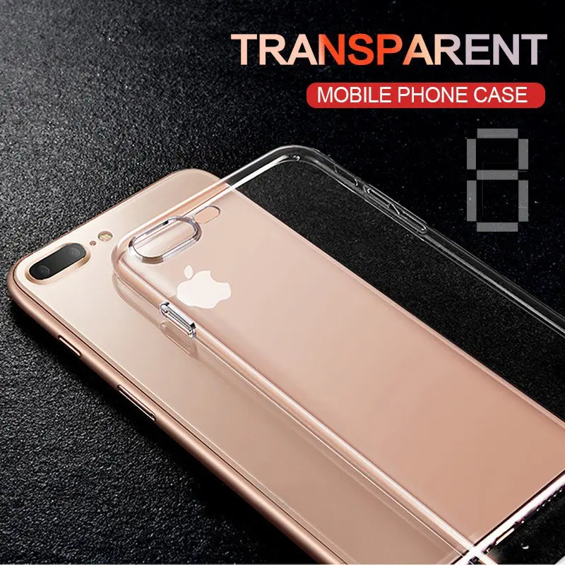 Ультратонкий Мягкий Прозрачный чехол из ТПУ для iPhone 5 6 7 8 Plus прозрачный