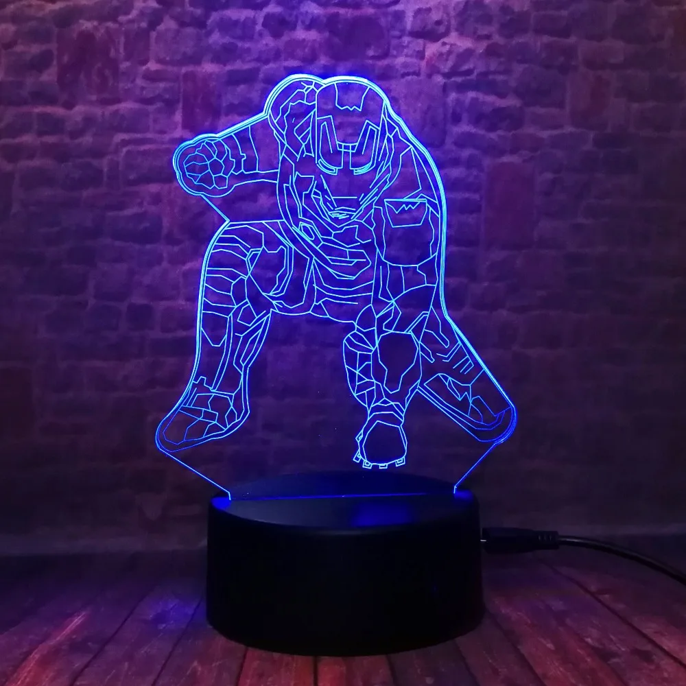 Marvel Hero железный человек 3D фигурка ночник светодиодная лампа для видения 7 видов