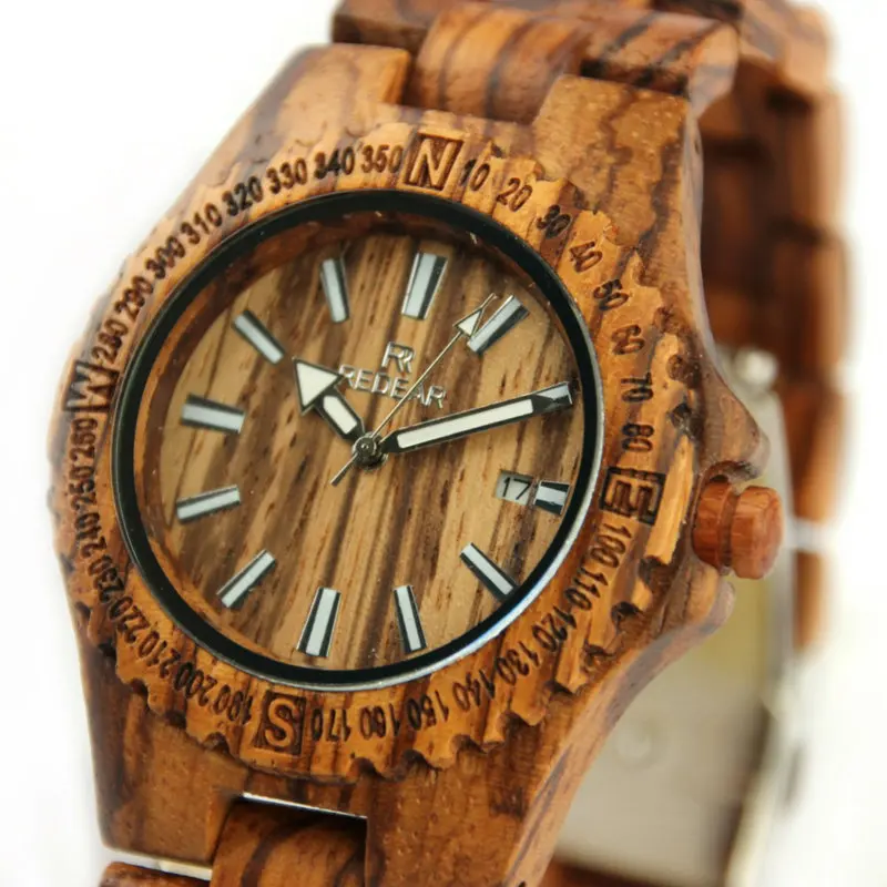 2017 новый роскошный моды простые мужские часы повседневная творческие орех