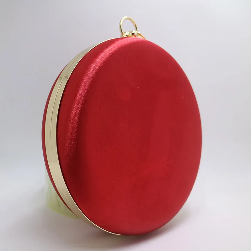 Red Nuphia Новые простые круглые коробки сцепления мяч форма вечерние сумки шелковые Сатиновые вечерние сумки красный/зеленый - Цвет: Red