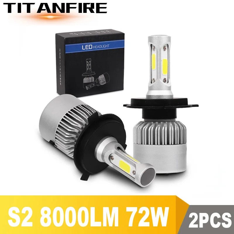 

TF30 2X Car LED Headlights Bulbs Conversion Kit Lights H1 H3 H4 H7 H8 H11 HB3 HB4 Auto COB Auto Led Headlamp 6500K 72W 8000LM