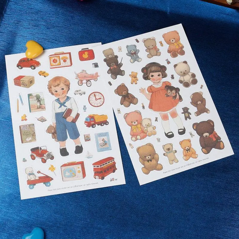 6 листов/Партия DIY милые Kawaii бумажные декоративные наклейки кукла животного из