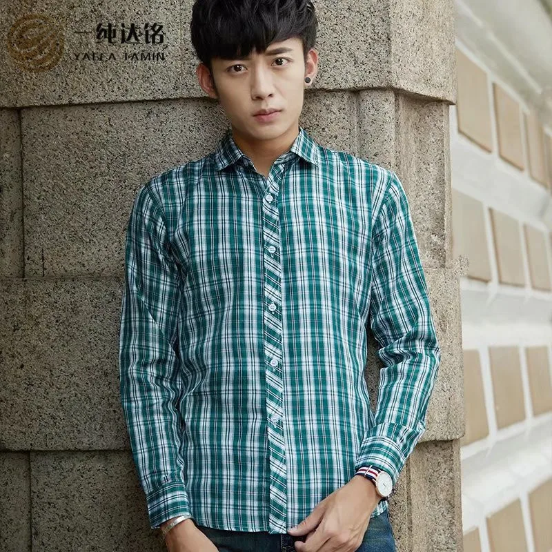 Блузка мужская в полоску 100% хлопок с отложным воротником|striped shirts for men|brand menfashion men