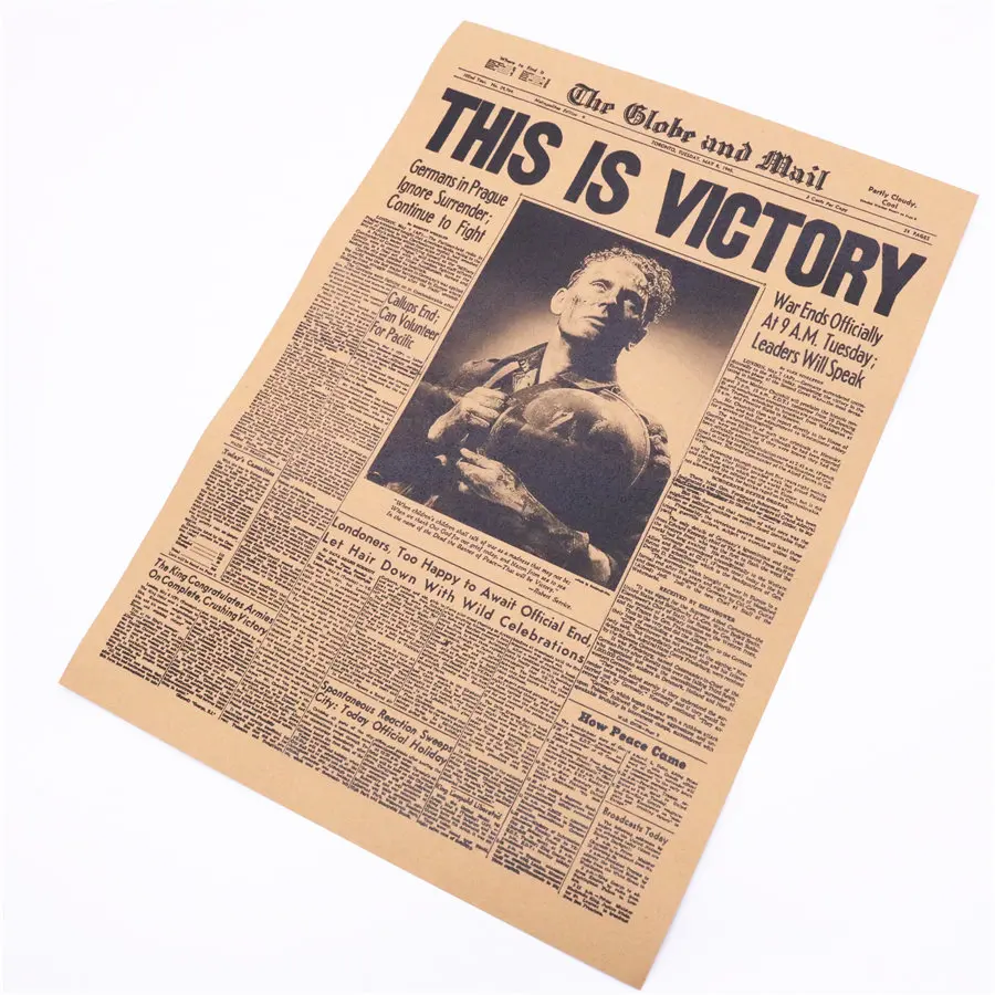 Новостная бумага THIS IS VICTORY WW2 винтажный постер из крафт-бумаги ретро Наклейка на