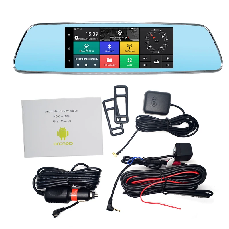 3 г WCDMA 7 дюймов автомобиля Камера DVR Bluetooth FM WI-FI Двойной объектив Smart зеркалом
